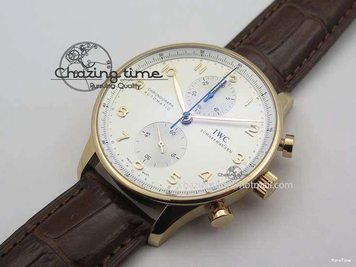 MIROTIME 0418 Portuguese Chrono RG IW371480 ZF 1:1 Best Edition White Dial On Brown Leather Strap A7750 V HighPerformance 7266